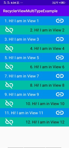 RecyclerView Multiple View Types in Android